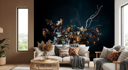 Rustic Autumnal Floral Composition Wall Mural