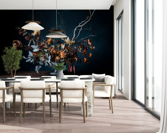 Rustic Autumnal Floral Composition Wall Mural