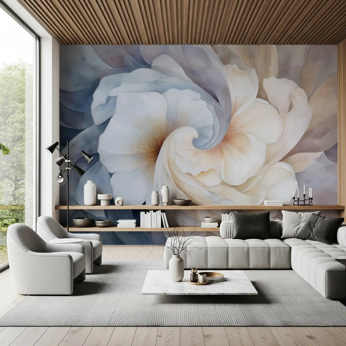 Blomstret Yin Yang-ro og -harmoni-veggmaleri