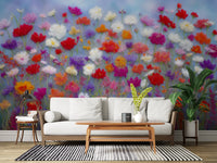 Wool Flowers Meadow Surface Wall Mural