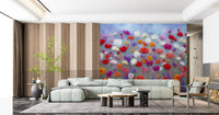 Wool Flowers Meadow Surface Wall Mural