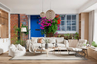 Murale da parete rustico floreale per ingresso in stile cottage