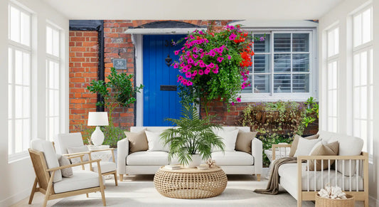 Murale da parete rustico floreale per ingresso in stile cottage