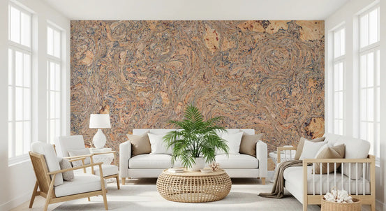 Mural panoramique mural « Tourbillons d’écorce organiques »