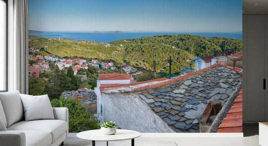 Rustic Terracotta Rooftop Vista Wall Mural