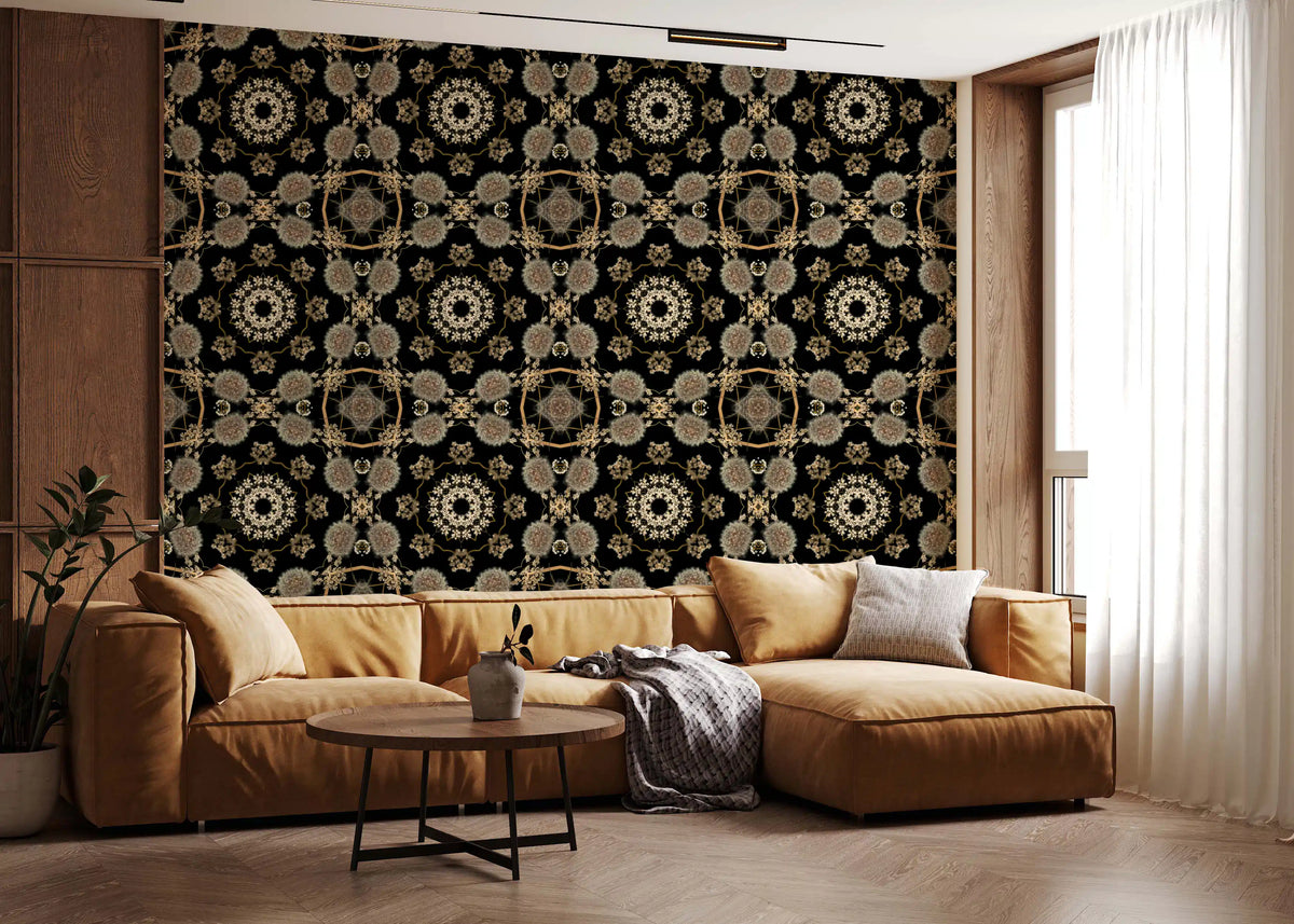 Carta da parati Midnight Meadow con flora radiale