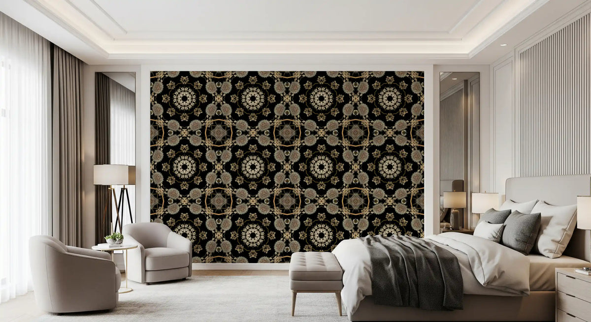 Carta da parati Midnight Meadow con flora radiale