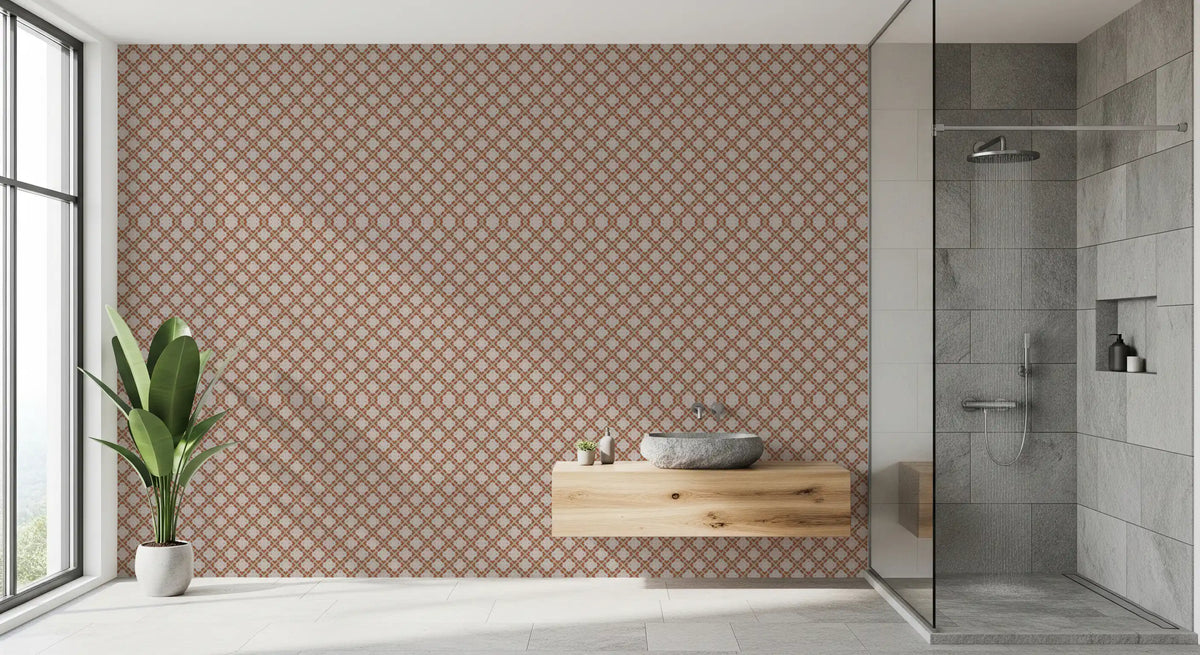 Minimalistische Terrakotta-Tapete mit geometrischem Raster⁠
