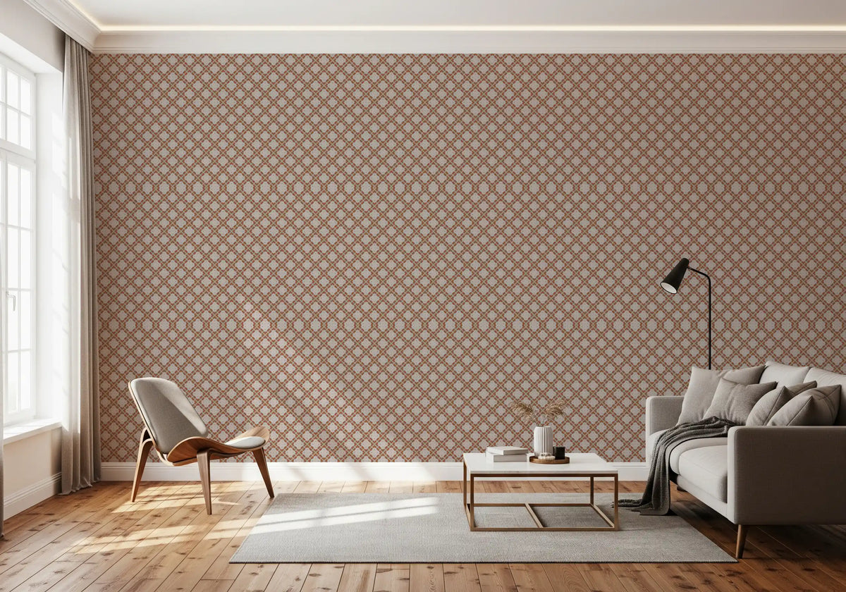 Minimalistische Terrakotta-Tapete mit geometrischem Raster⁠