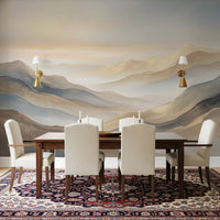 Panorama mural Montagnes en couches à l’aube sereine
