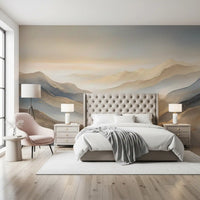 Panorama mural Montagnes en couches à l’aube sereine