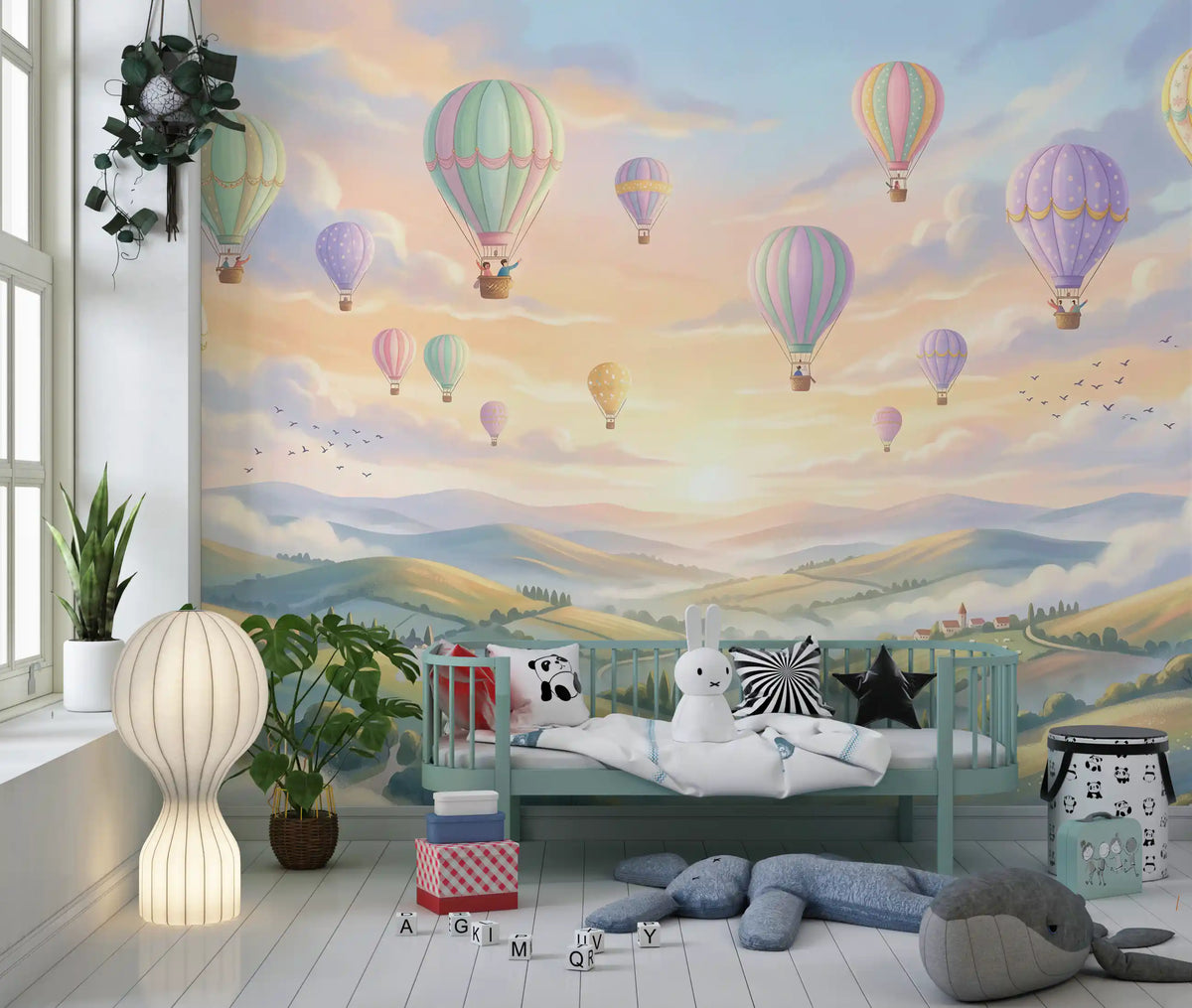 Panorama mural Ciels pastel et ballons flottants