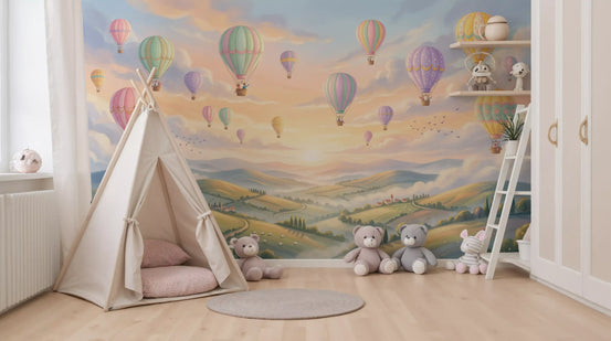 Panorama mural Ciels pastel et ballons flottants