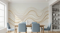 Murale da parete con linee ondulate fluide color crema e beige
