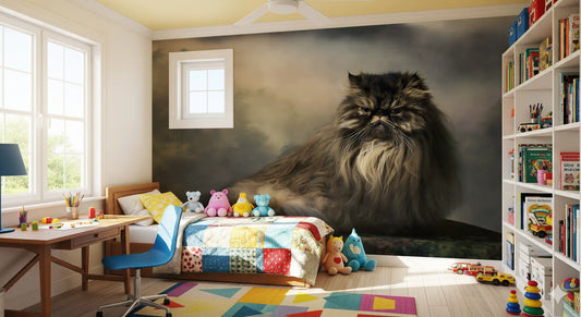 Wandbild „Perserkatze im nebligen Wald“