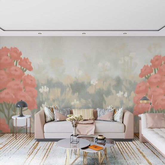 Papier peint panoramique botanique Blush Meadow