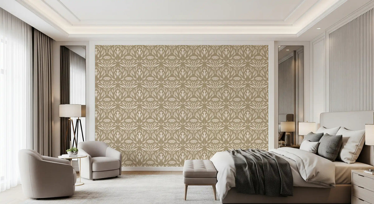 Tapet floral clasic crem și bej⁠