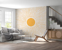 Guldfarvet solstråle-minimalistisk vægmaleri