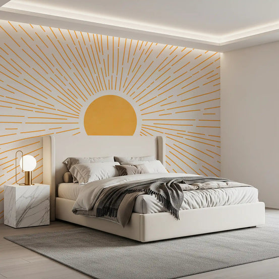 Kultainen minimalistinen auringonsäteiden seinämaalaus