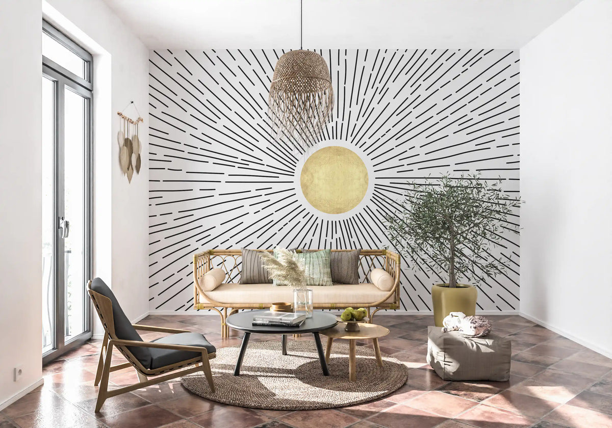 Golden Sunburst Radiance Wall Mural
