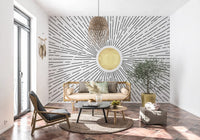 Golden Sunburst Radiance Wall Mural