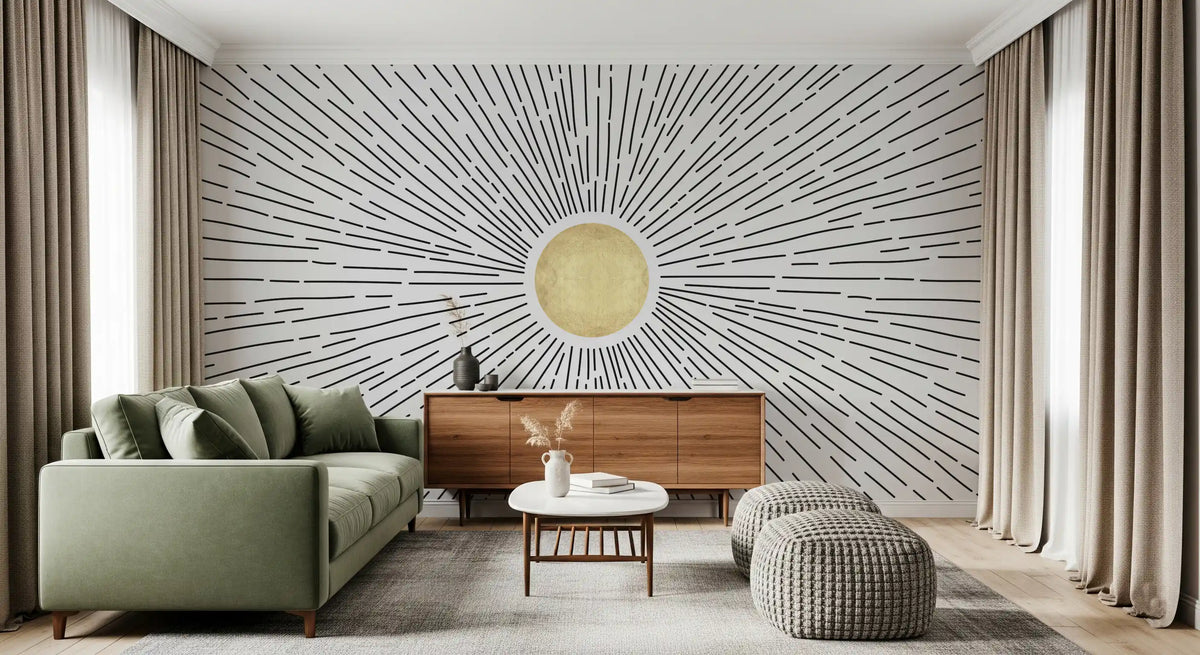 Golden Sunburst Radiance Wall Mural