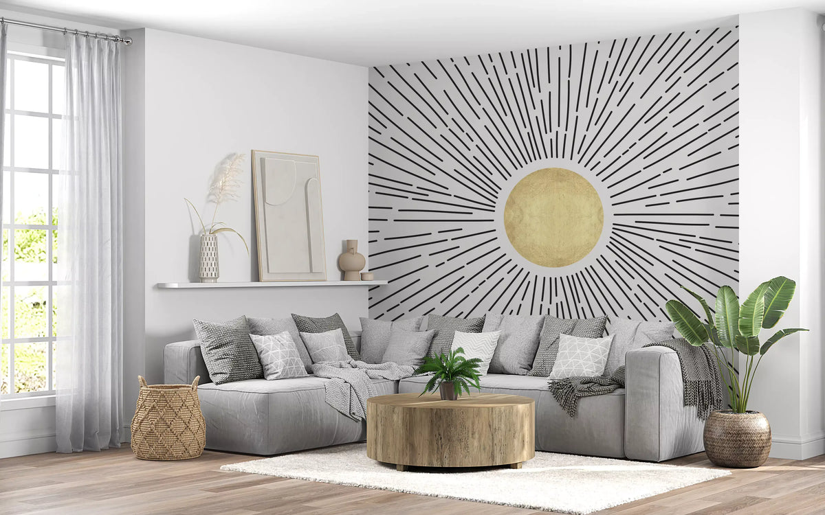 Golden Sunburst Radiance Wall Mural