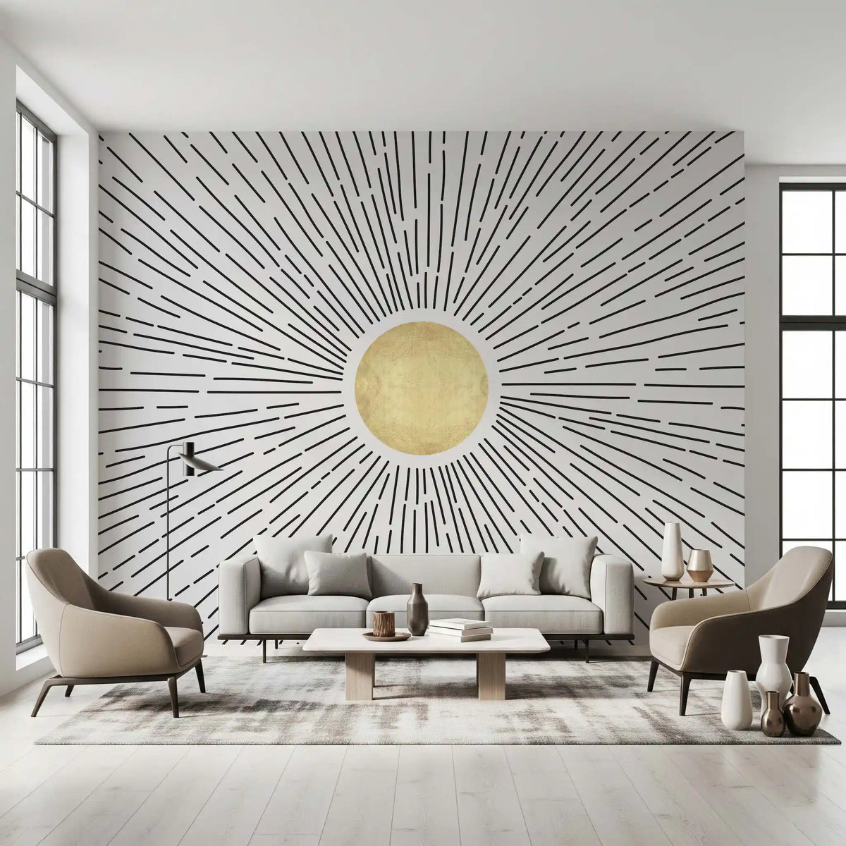 Golden Sunburst Radiance Wall Mural