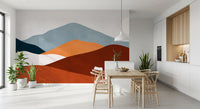 Minimalistisches Wandbild mit gemaltem Berg-Horizont