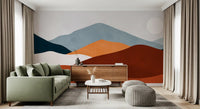 Minimalistisches Wandbild mit gemaltem Berg-Horizont