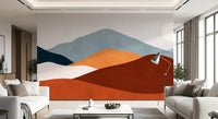 Minimalistisches Wandbild mit gemaltem Berg-Horizont