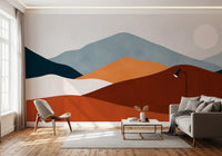 Minimalistisches Wandbild mit gemaltem Berg-Horizont