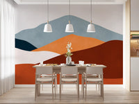 Minimalistisches Wandbild mit gemaltem Berg-Horizont