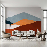 Minimalistisches Wandbild mit gemaltem Berg-Horizont