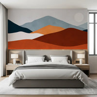 Minimalistisches Wandbild mit gemaltem Berg-Horizont