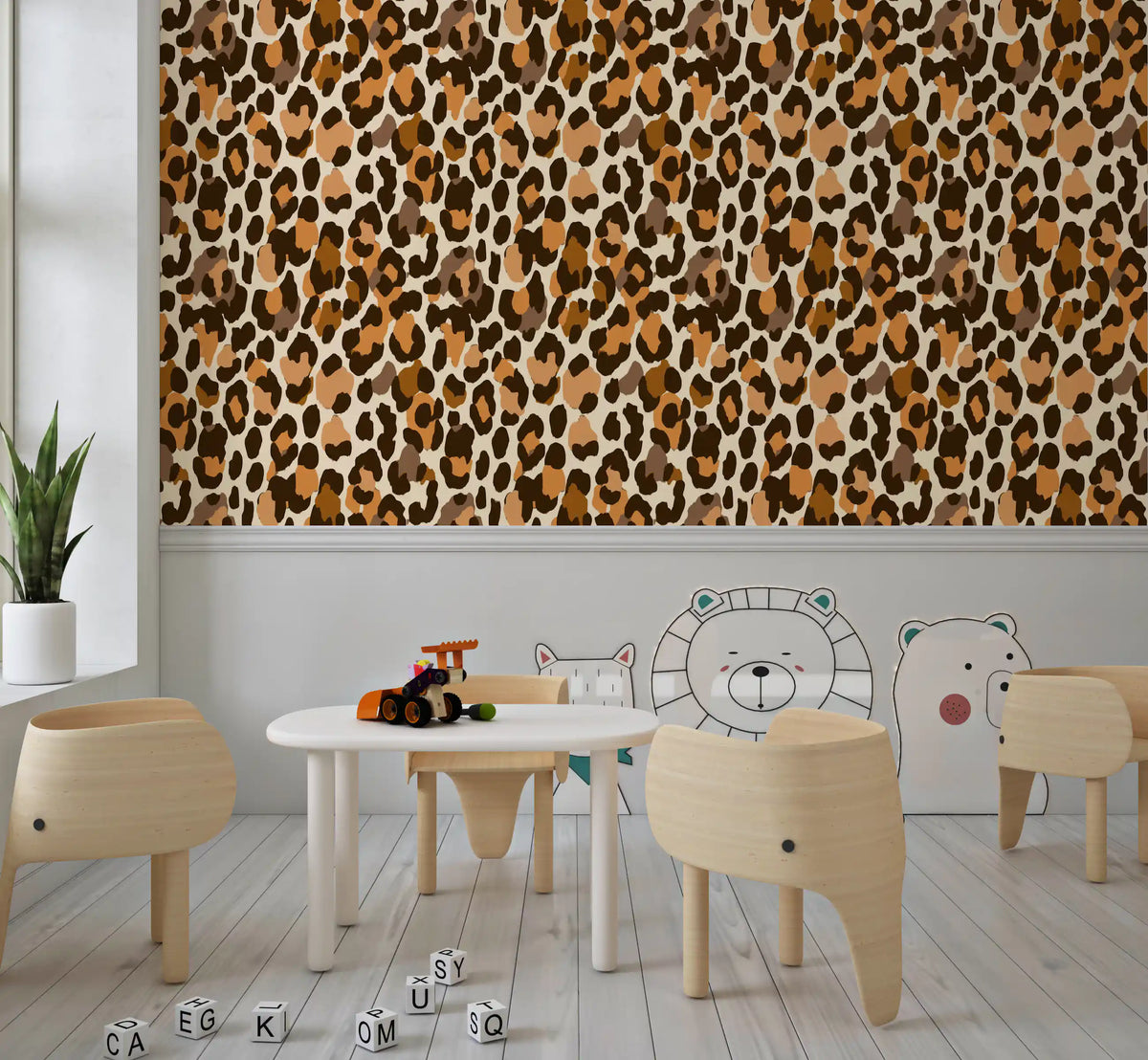 Papel de parede clássico com padrão de manchas de animais