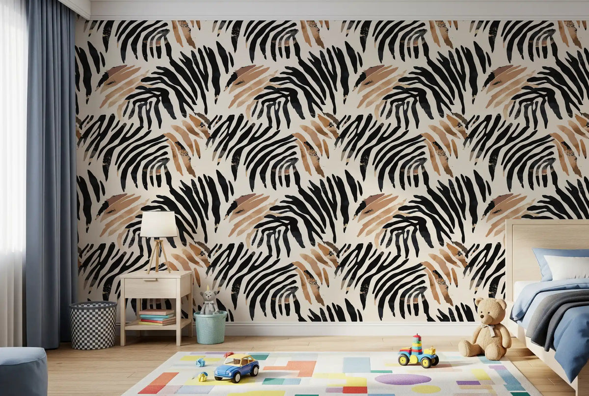 Abstract Zebra Stripe Brushwork Wallpaper⁠