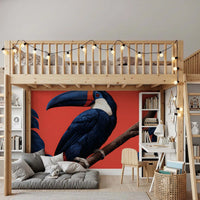Fresque murale Perchoir d’oiseaux dans une jungle exotique