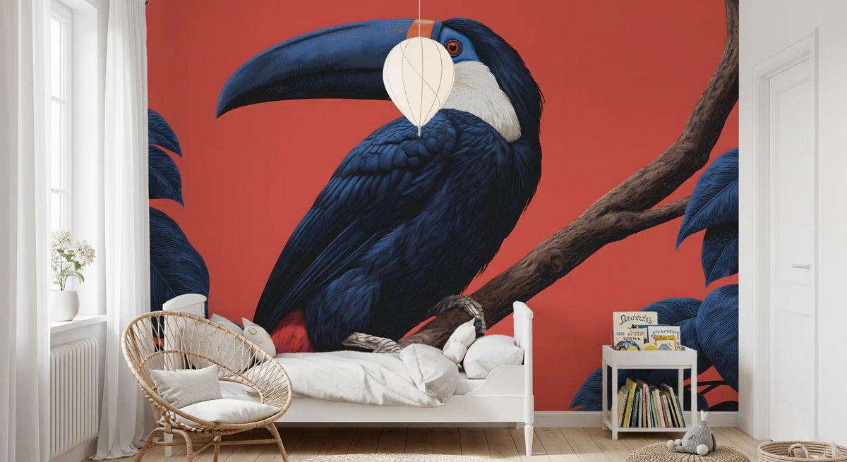 Fresque murale Perchoir d’oiseaux dans une jungle exotique