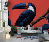 Fresque murale Perchoir d’oiseaux dans une jungle exotique