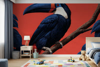 Fresque murale Perchoir d’oiseaux dans une jungle exotique