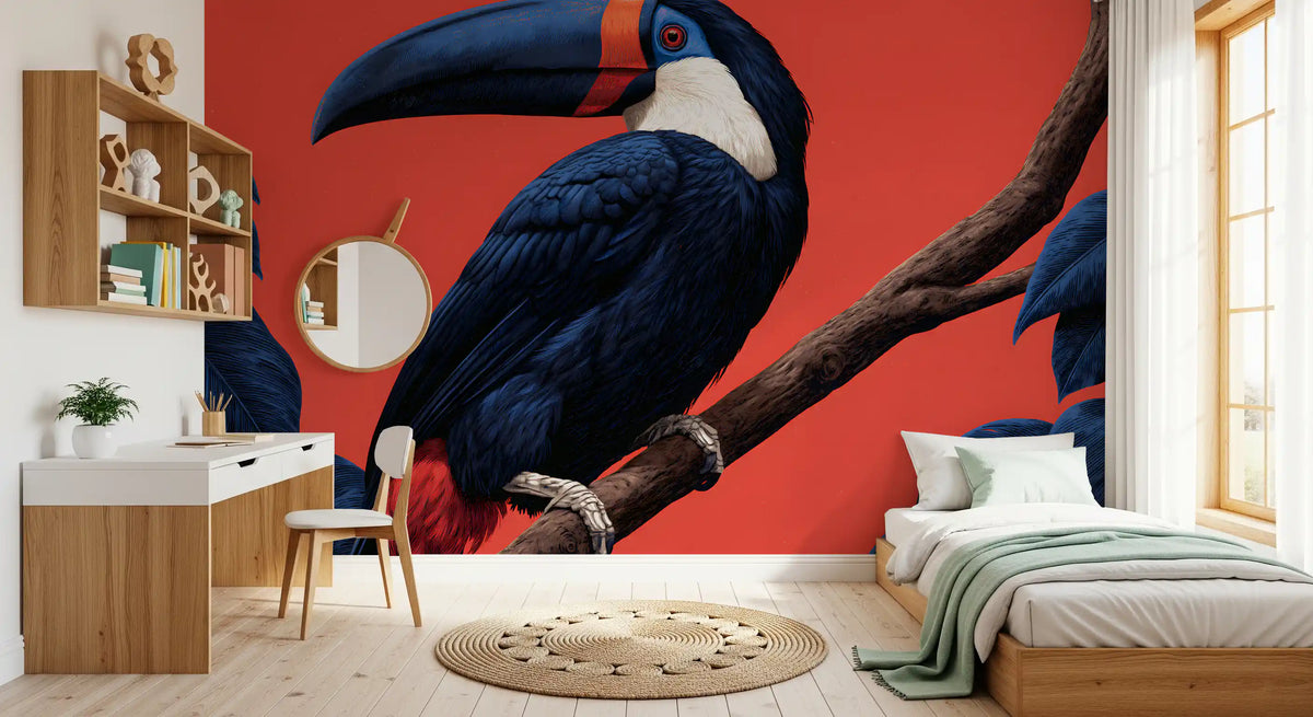 Fresque murale Perchoir d’oiseaux dans une jungle exotique