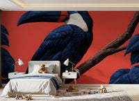 Fresque murale Perchoir d’oiseaux dans une jungle exotique