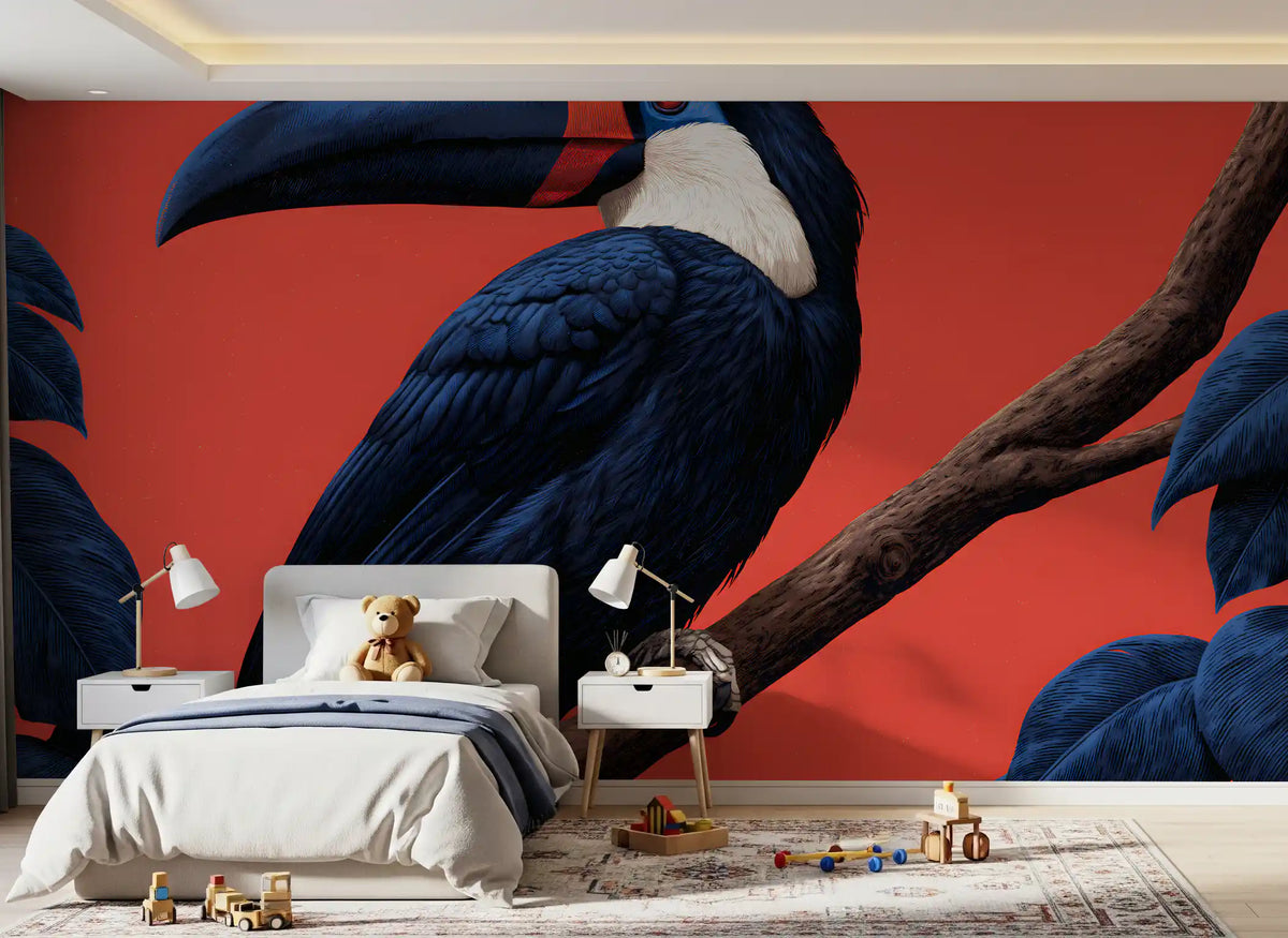 Exotisches Dschungel-Vogelstangen-Wandbild