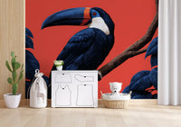 Fresque murale Perchoir d’oiseaux dans une jungle exotique