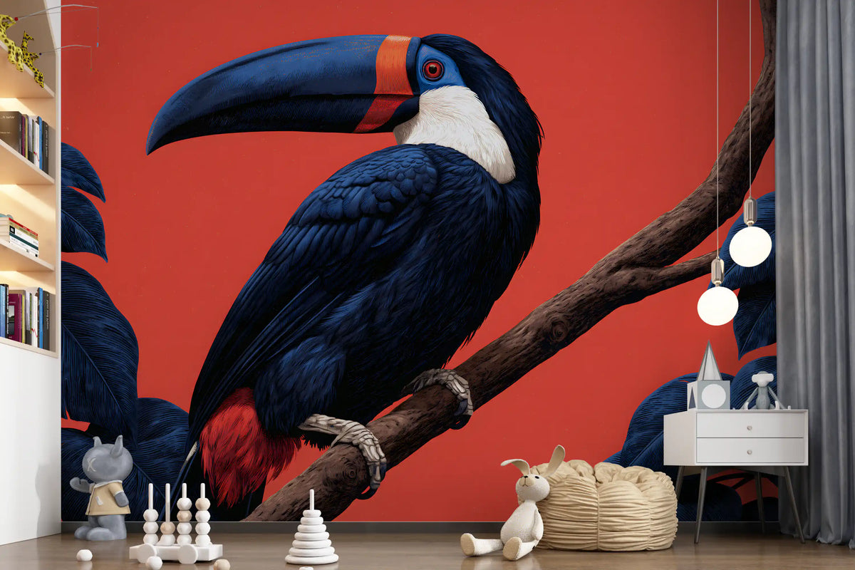 Fresque murale Perchoir d’oiseaux dans une jungle exotique