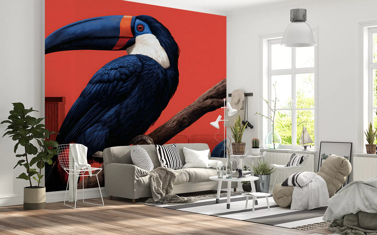 Fresque murale Perchoir d’oiseaux dans une jungle exotique