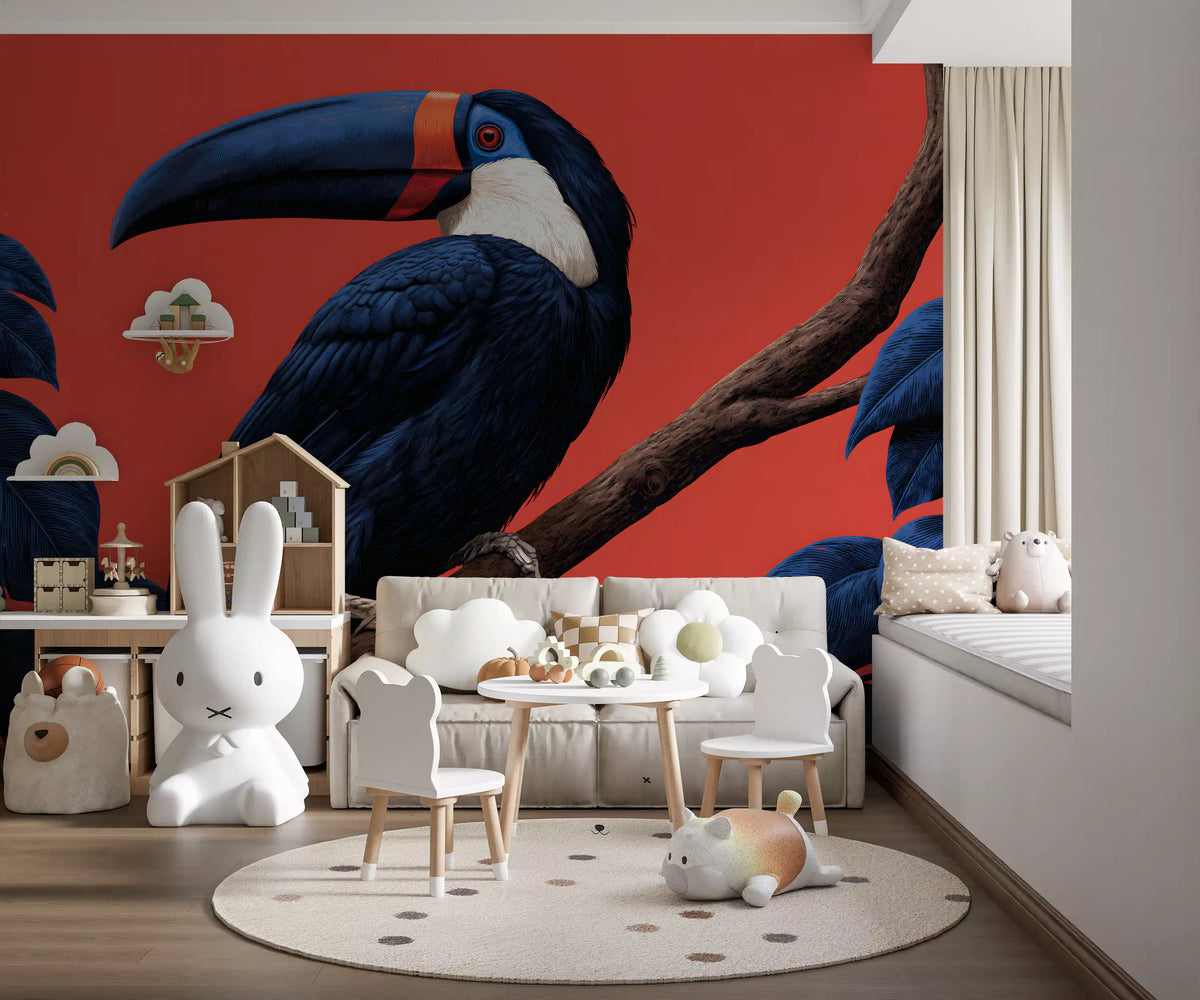 Fresque murale Perchoir d’oiseaux dans une jungle exotique