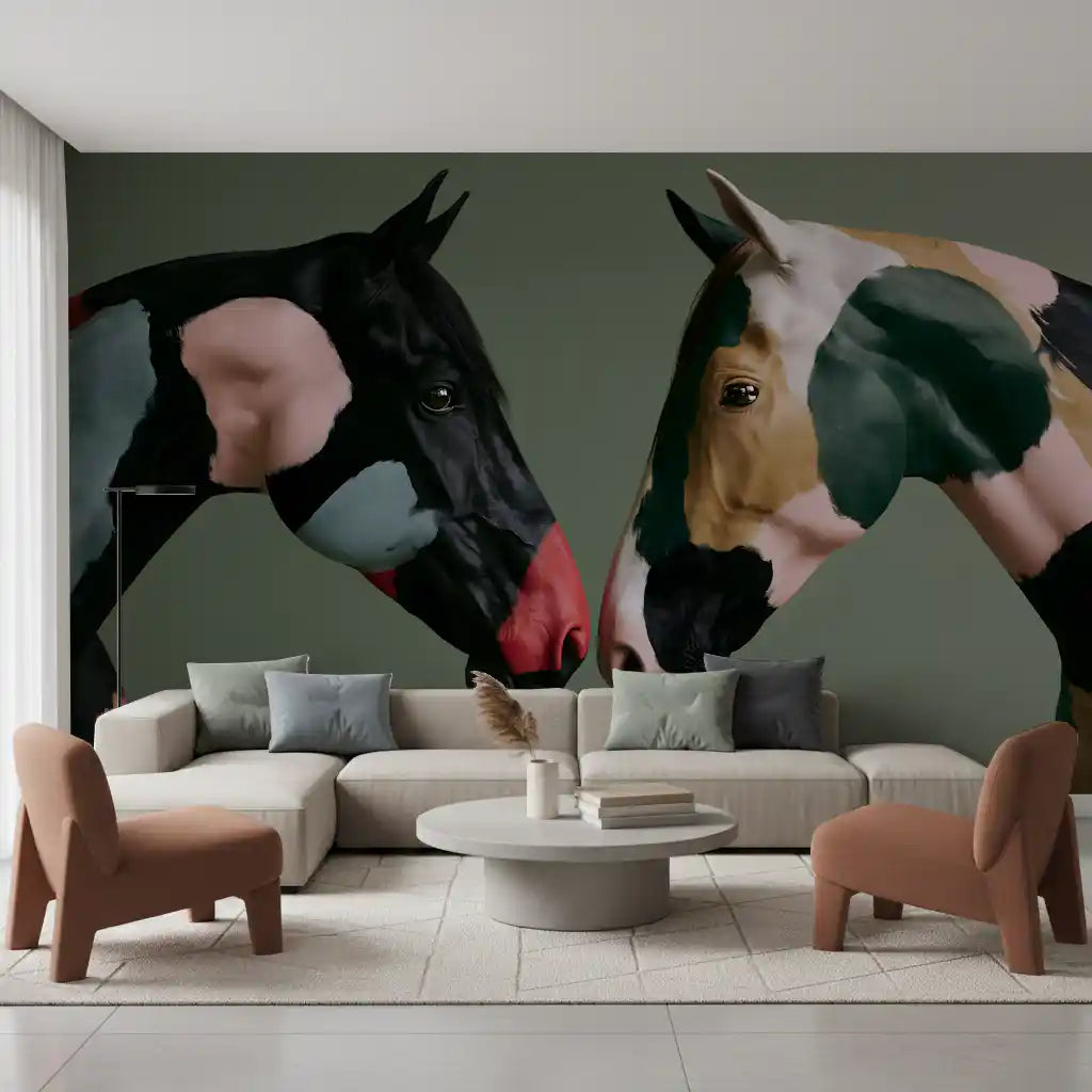 Painted Equine Duo Wall Mural