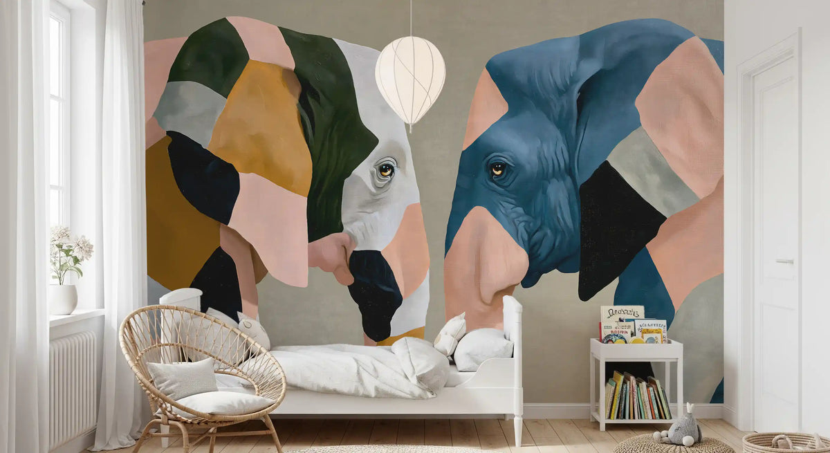 Abstraktes Wandbild „Elefantenbegegnung“